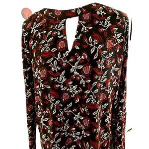 Michael Kors Black Jersey Knit Floral Paisley top sz M